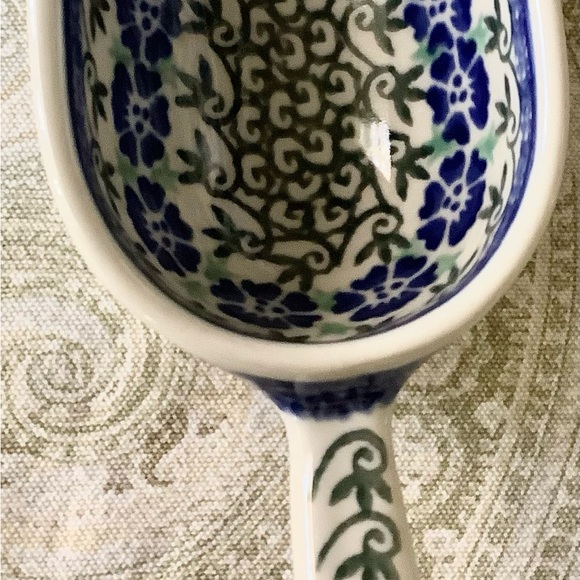 Beautiful hand painted ceramic Polish ladle, 8 7/8”. Blue and green colors. - Picture 5 of 7